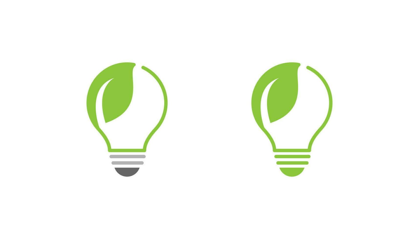 Green leaf light bulb logo design vector