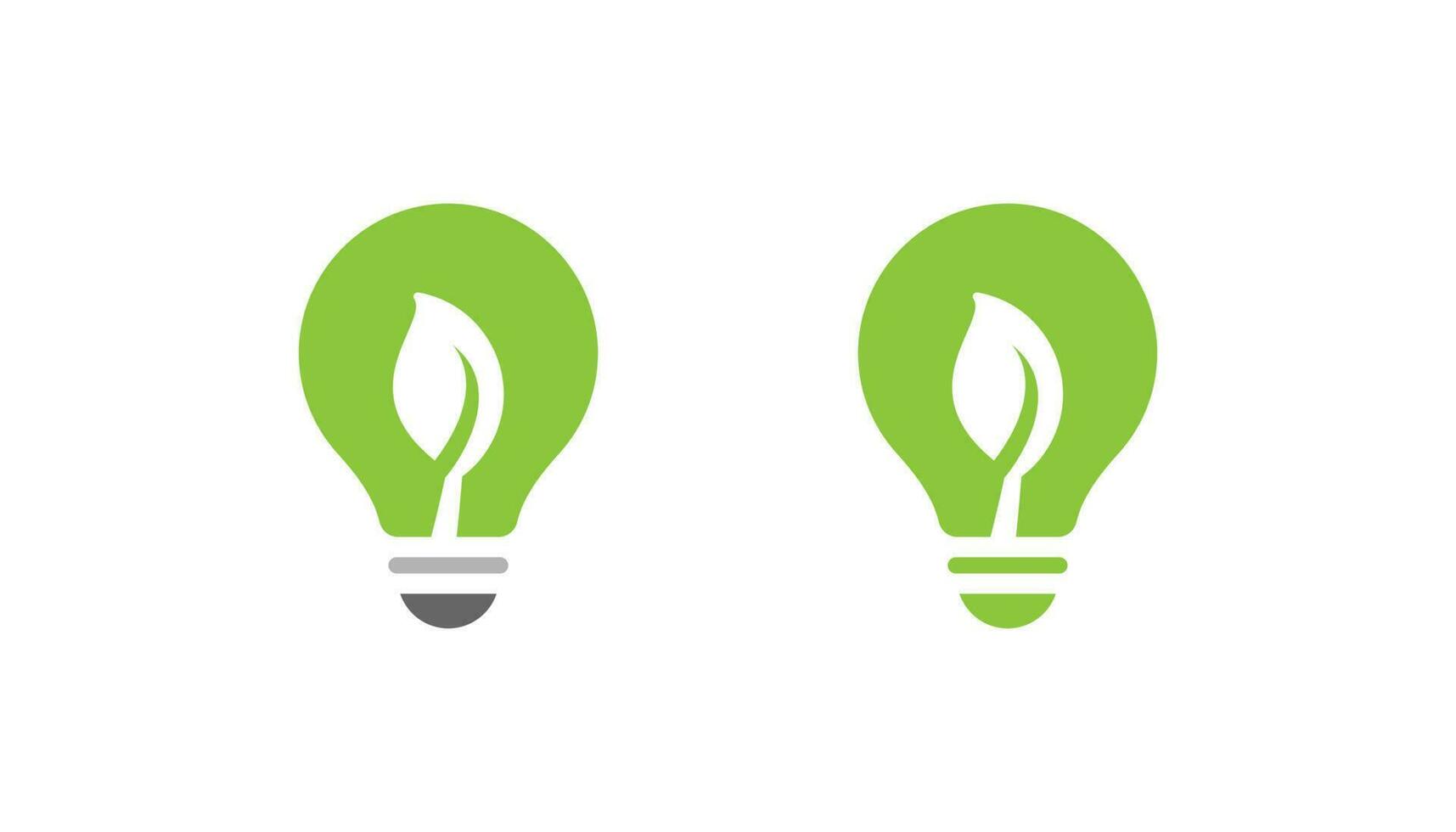 Green leaf light bulb logo design vector