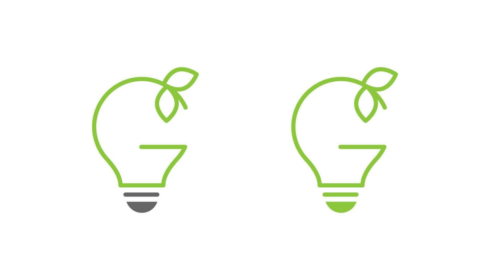 Green leaf light bulb logo design vector