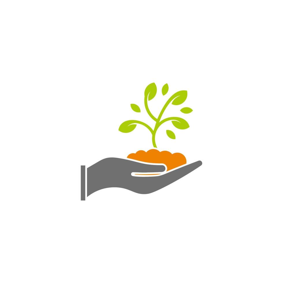 hand plant simple geometric colorful go green symbol logo vector
