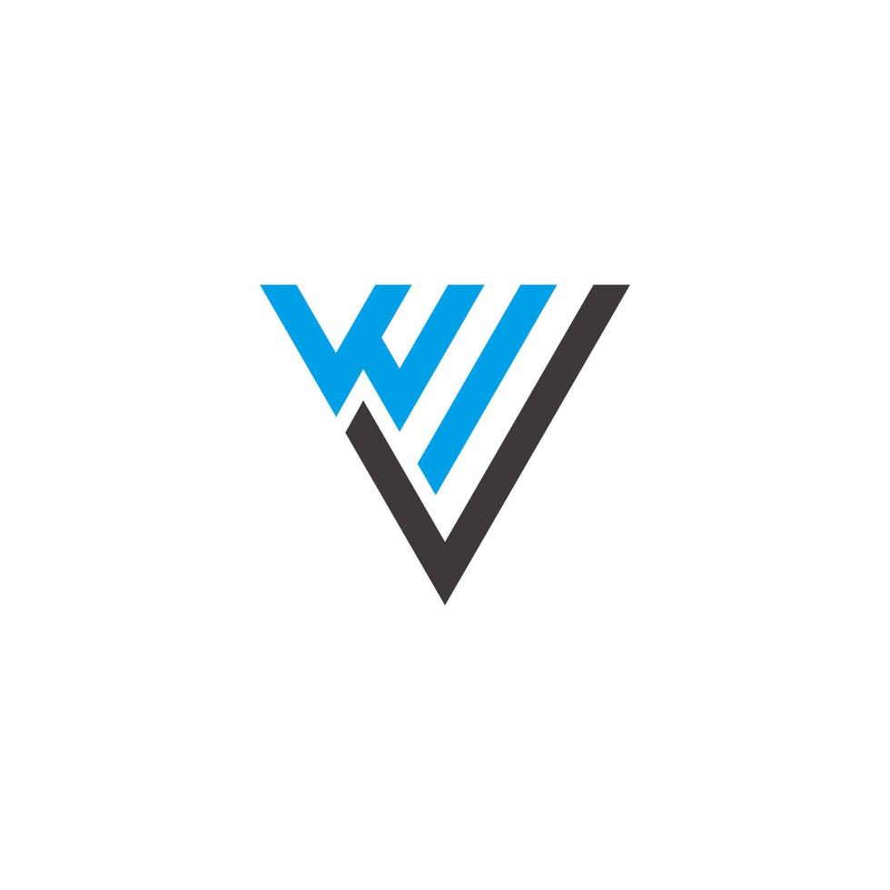 letter wv stripes geometric triangle logo vector