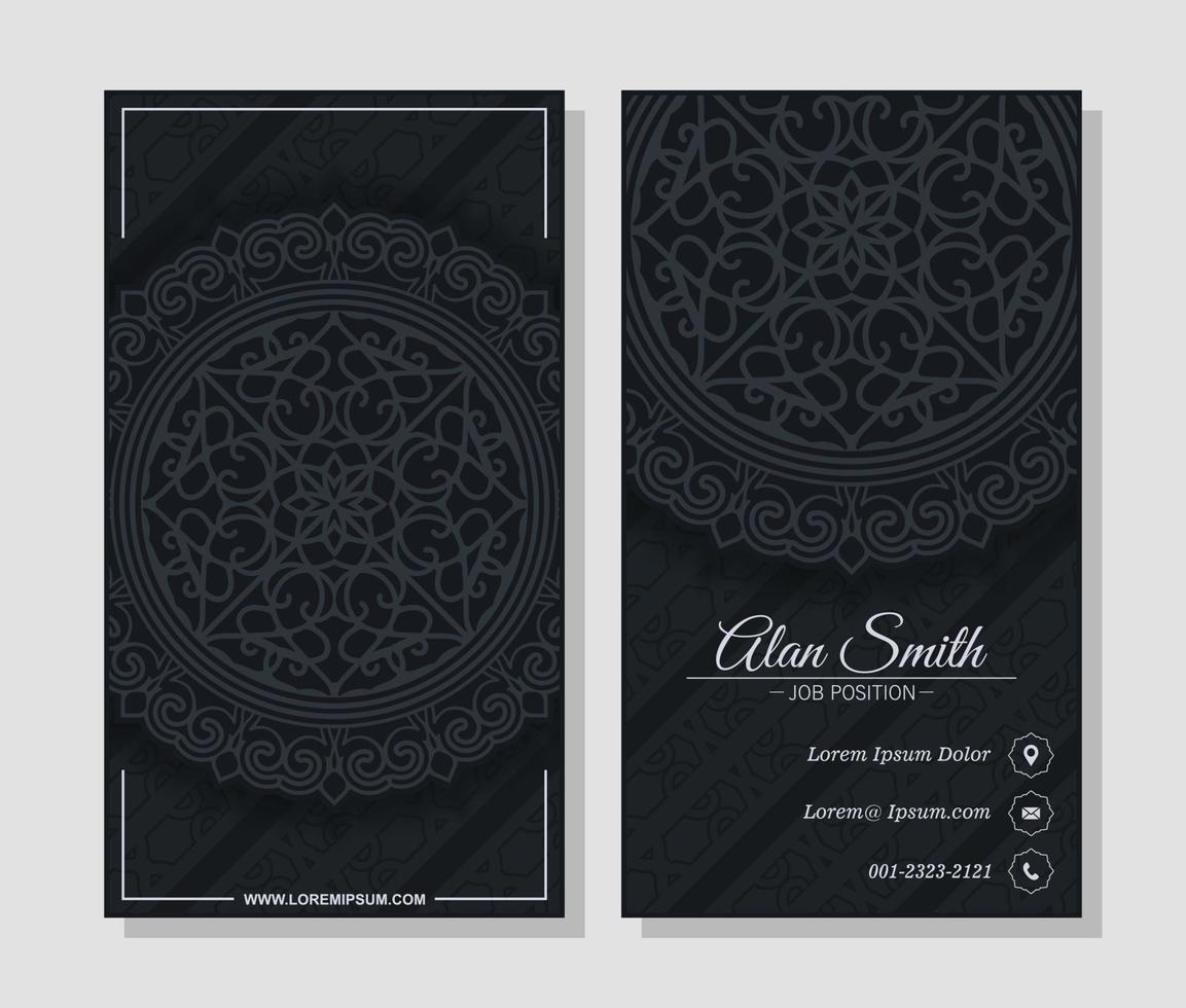 Luxury dark business card template with Ornament design vector