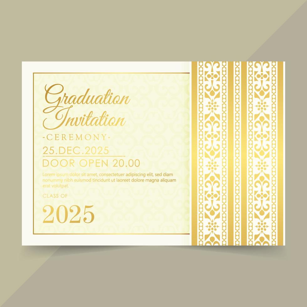 elegante plantilla de invitación de graduación amarilla vector