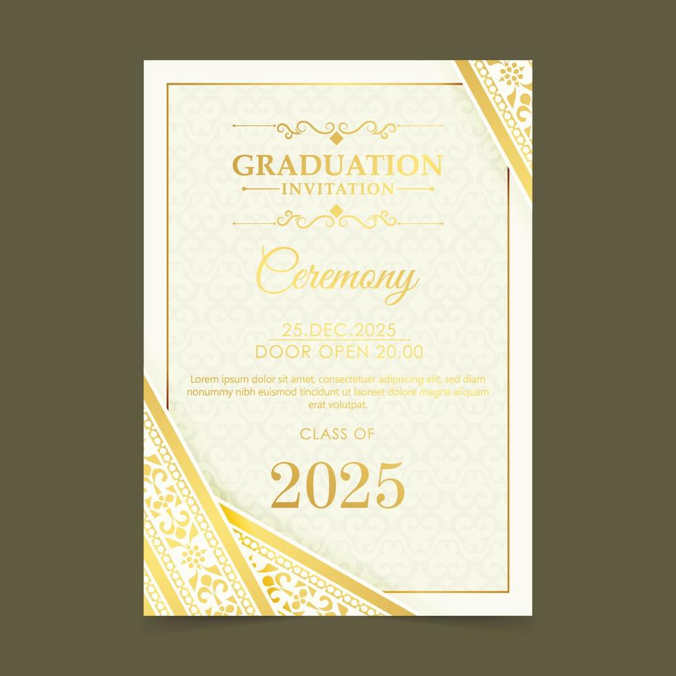 Elegant yellow graduation invitation template vector