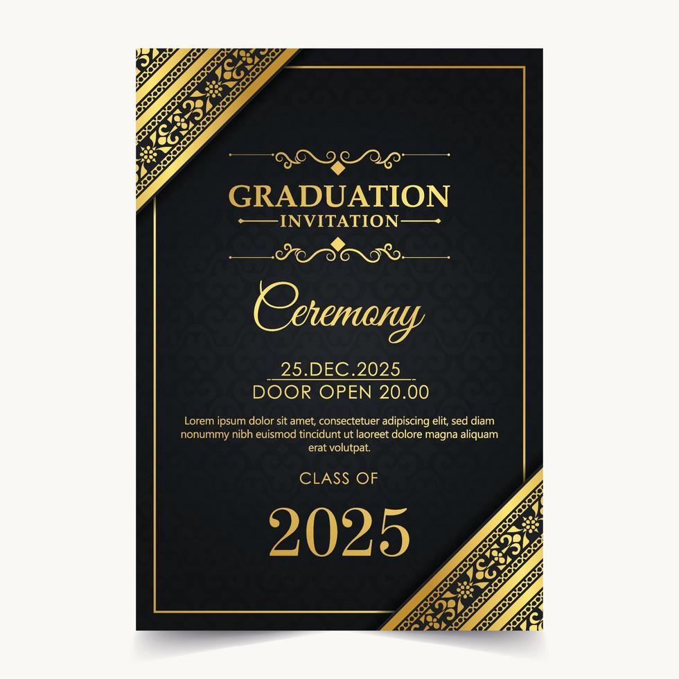 elegante plantilla de invitación de graduación oscura vector