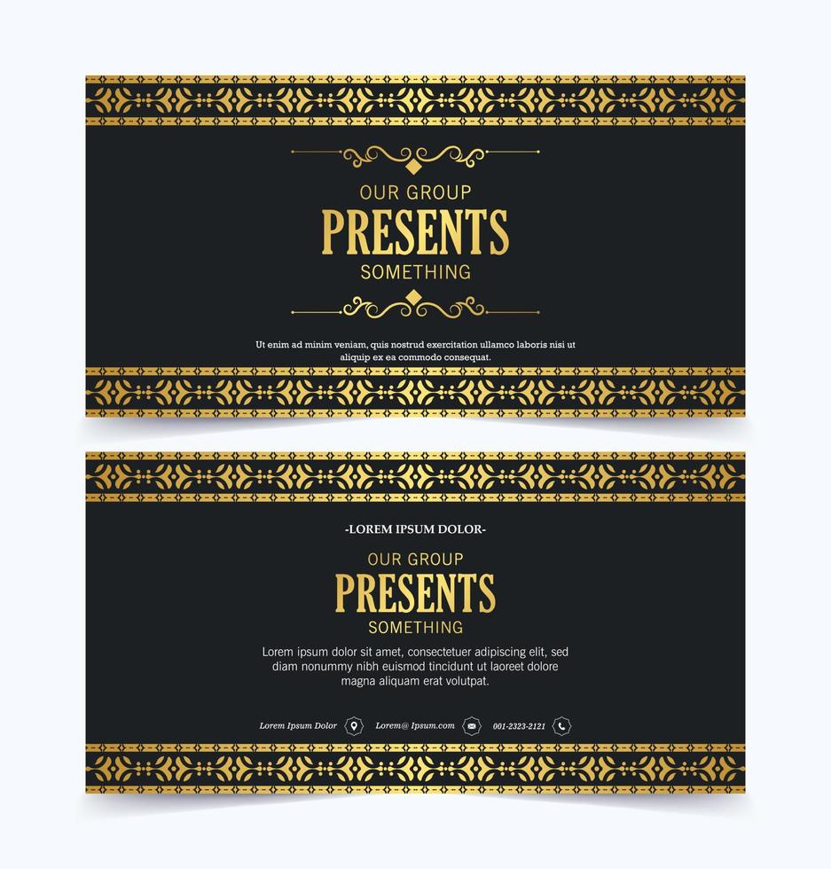 Luxury dark business card template with Ornament design vector