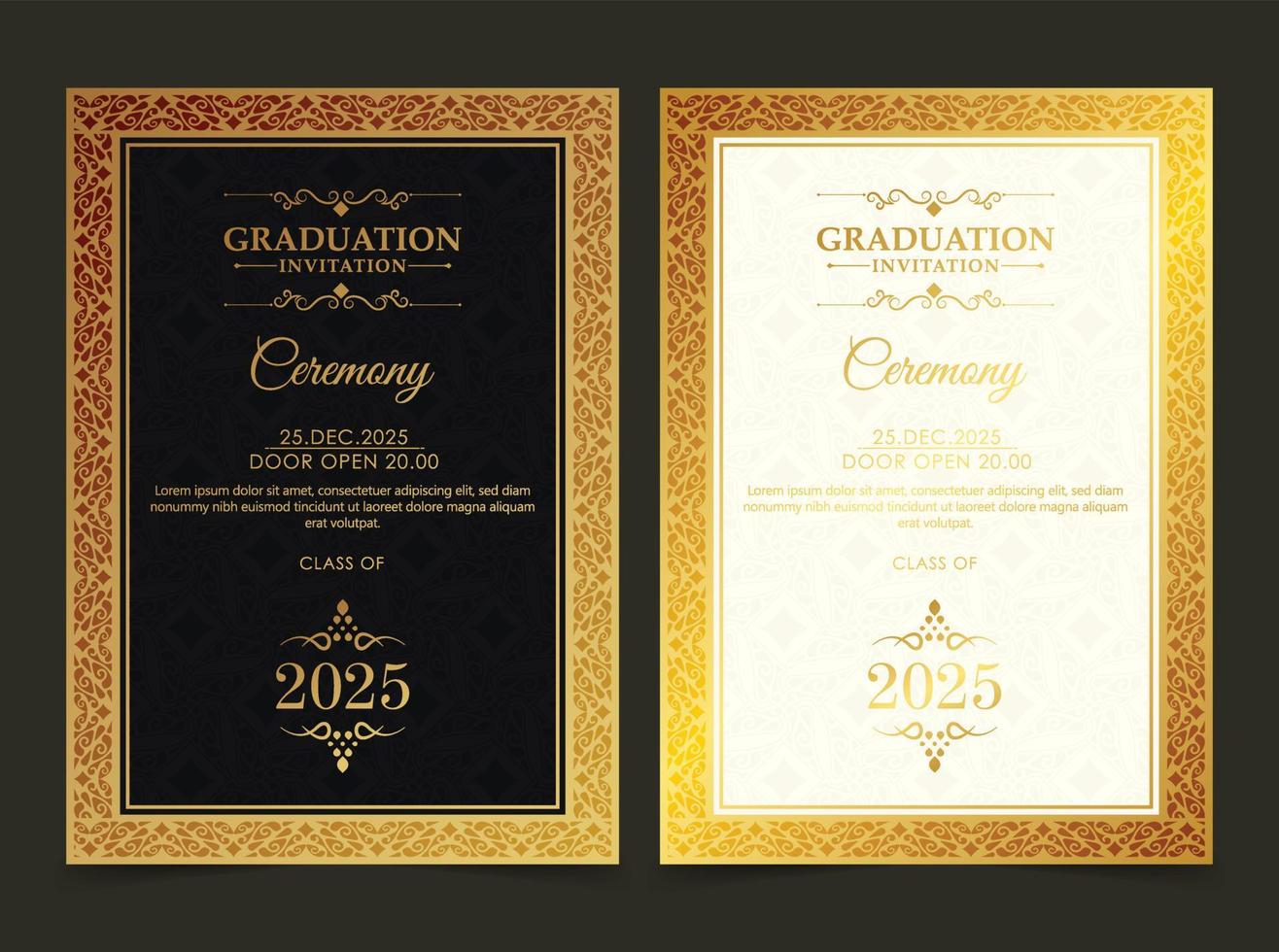 Elegant graduation invitation template with ornament vector