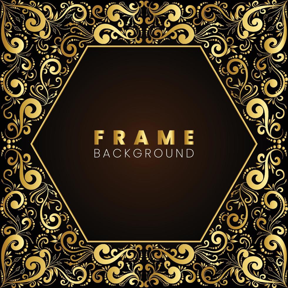 gold color design abstract flower pentagon background frame vector