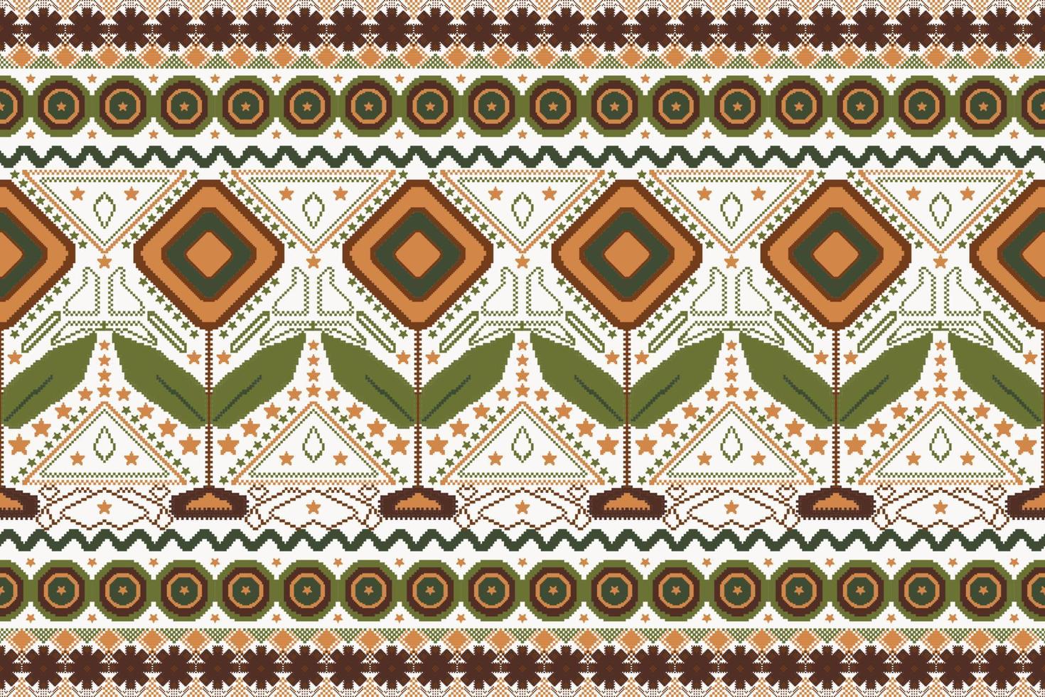 diseño de arte popular ucraniano verde, patrón tradicional de songket. vector