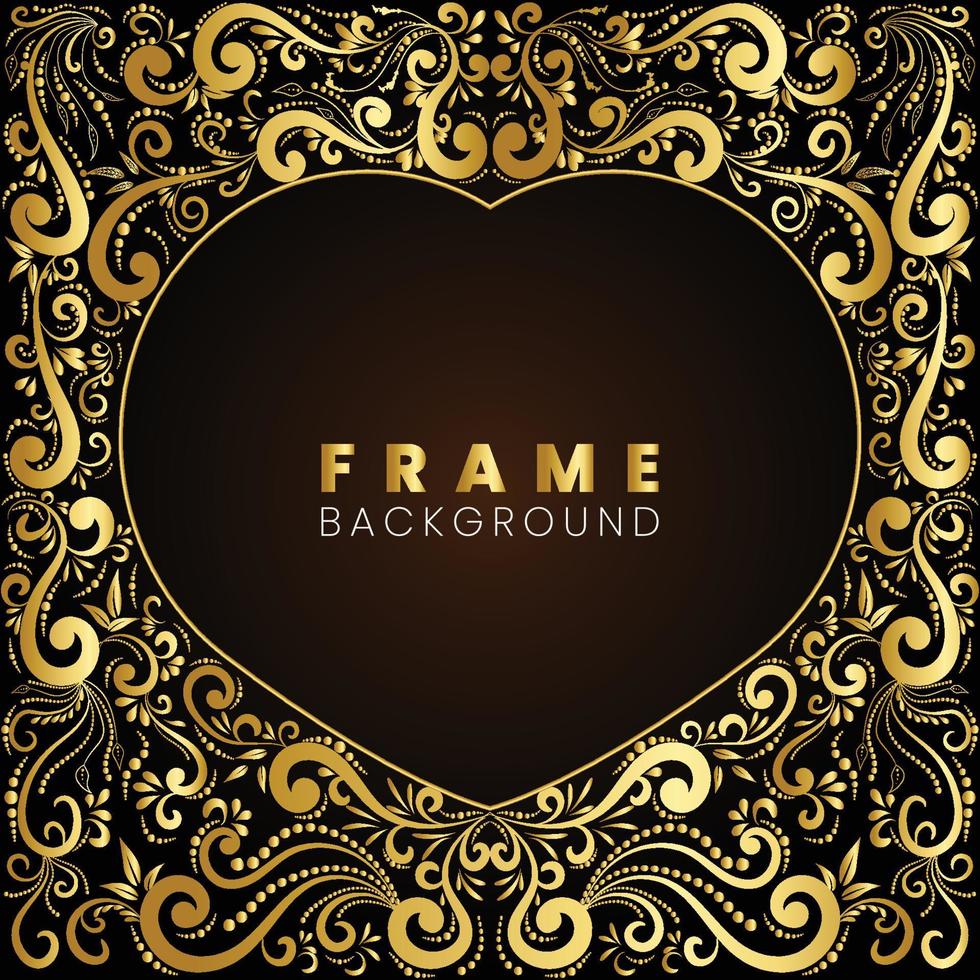 love frame background abstract floral gold vector