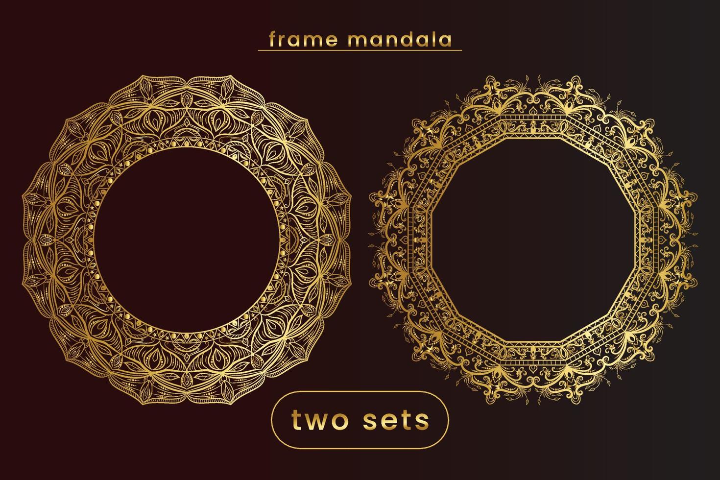 mandala frame set gold color vector