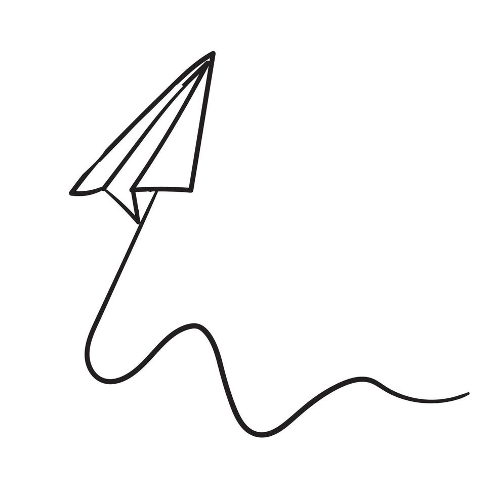 Paper plane drawing vector using continuous single one line art style with unique doodle handdrawing style