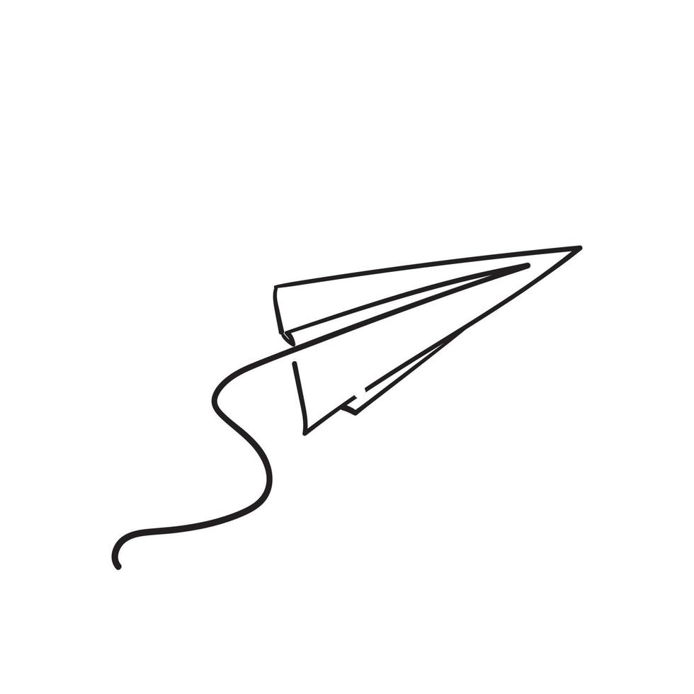 Paper plane drawing vector using continuous single one line art style with unique doodle handdrawing style