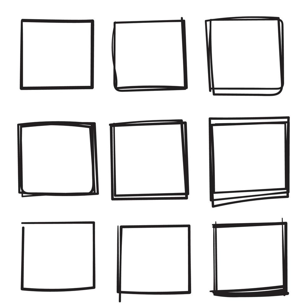 set of doodle boxes illustration with hand drawn style vector isolated