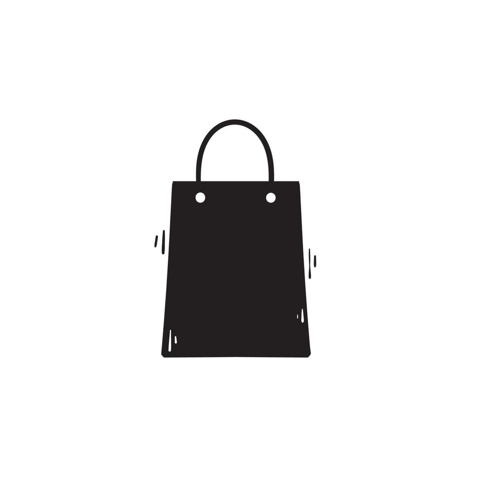 shopping bag icon with hand drawn doodle illustration vector isolated on white background