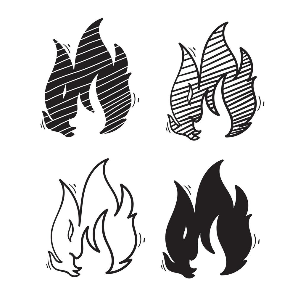 doodle fire illustration with different unique shape hand drawn style vector