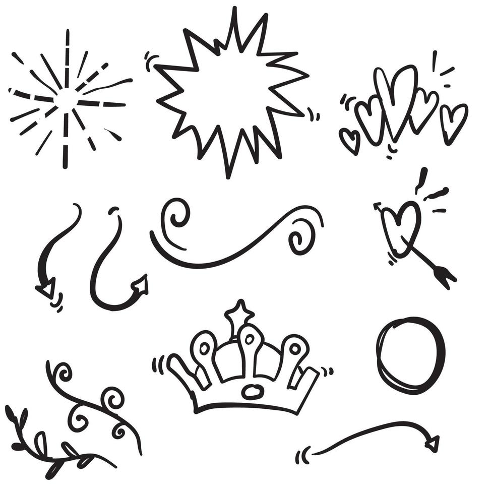 doodle various object collection handdrawn style vector