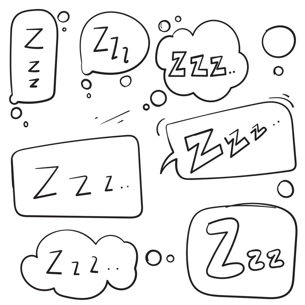 Doodle zzz símbolo de ilustración para soñoliento aislado sobre fondo blanco. vector