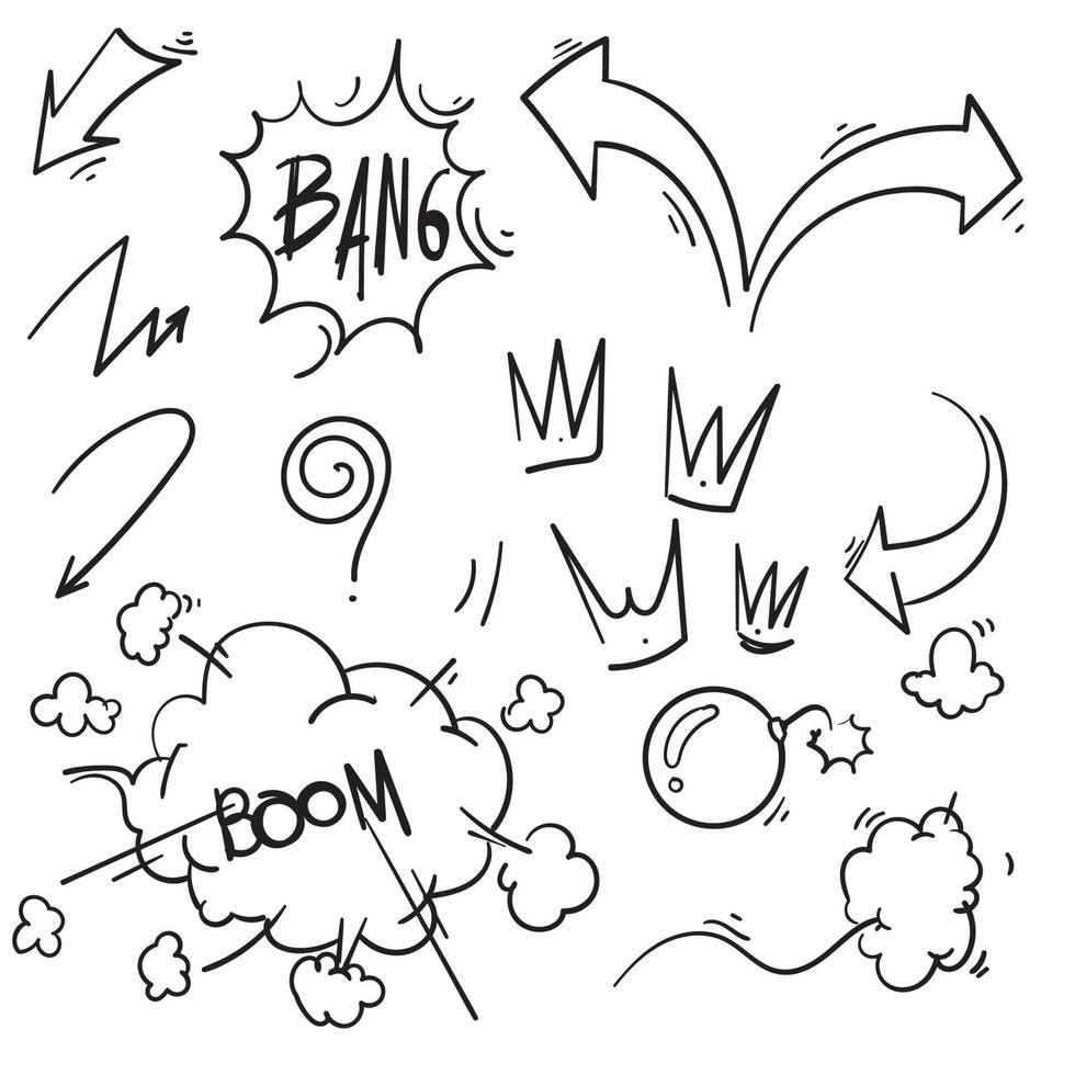 hand drawn doodle comic element illustration isolated background vector