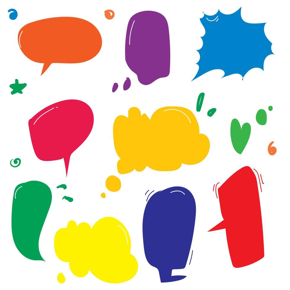conjunto de burbujas de discurso cómico con elemento de color brillante vector