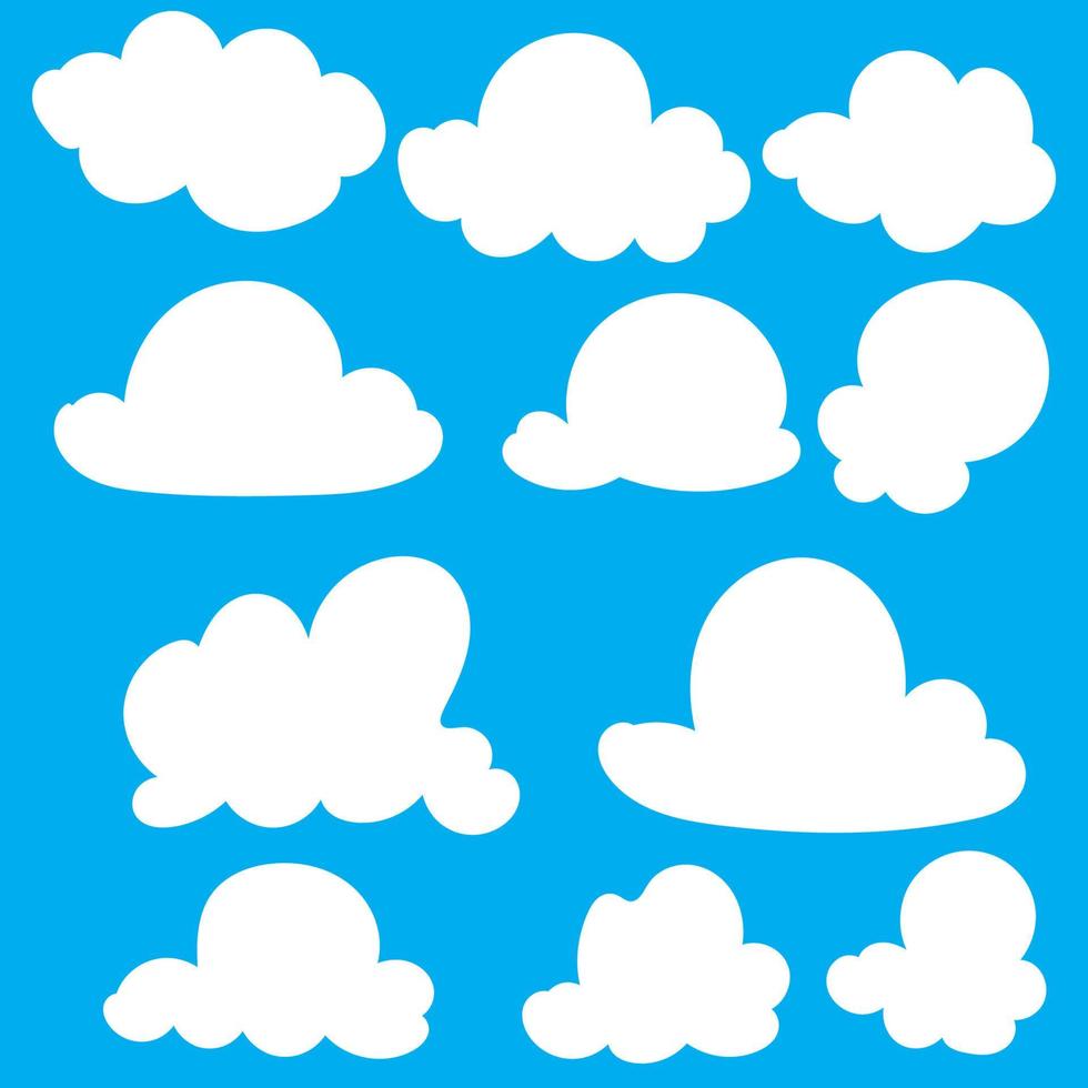 icono de nubes dibujadas a mano, ilustración vectorial. símbolo de nube o logotipo, diferentes nubes conjunto doodle vector