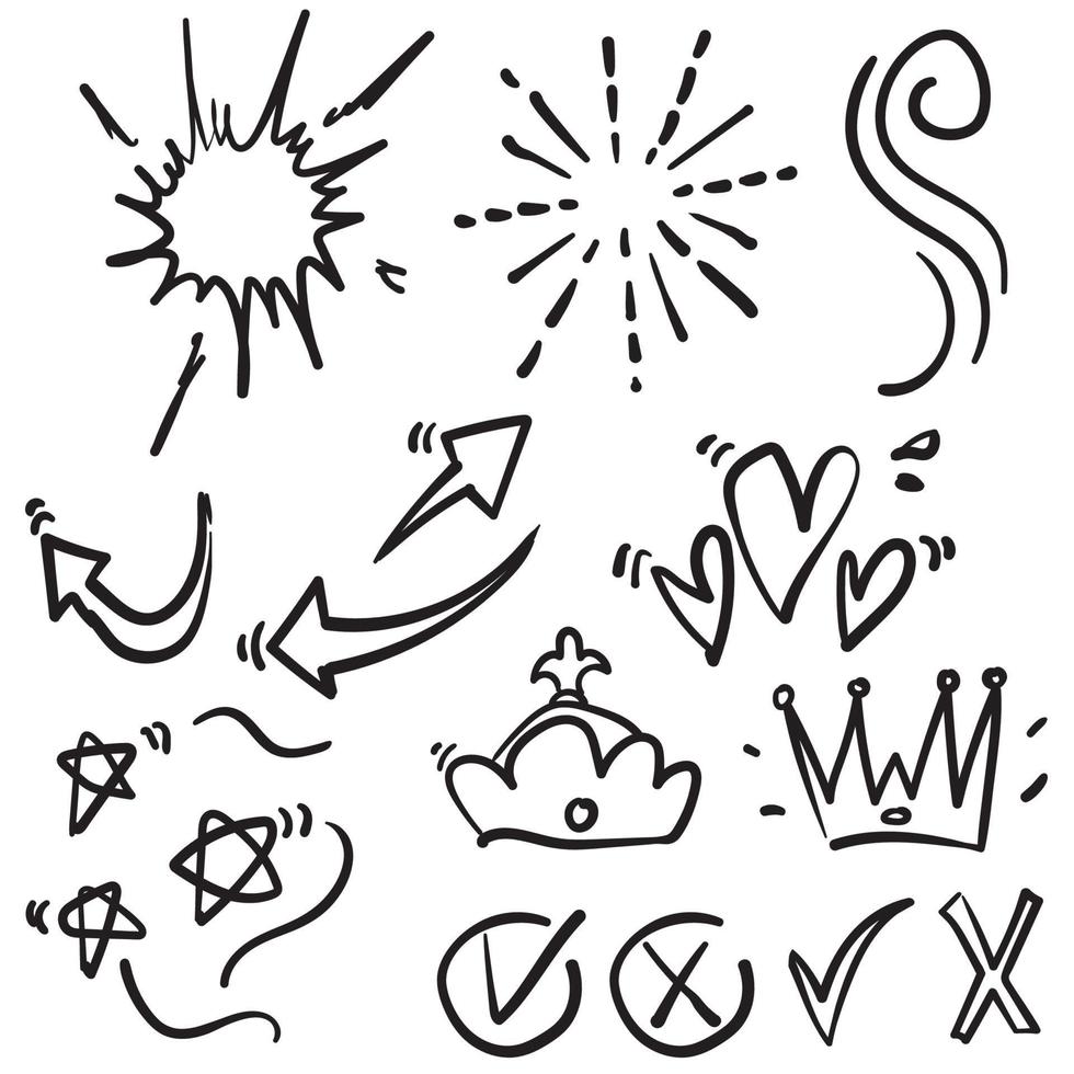 doodle various object collection handdrawn style vector