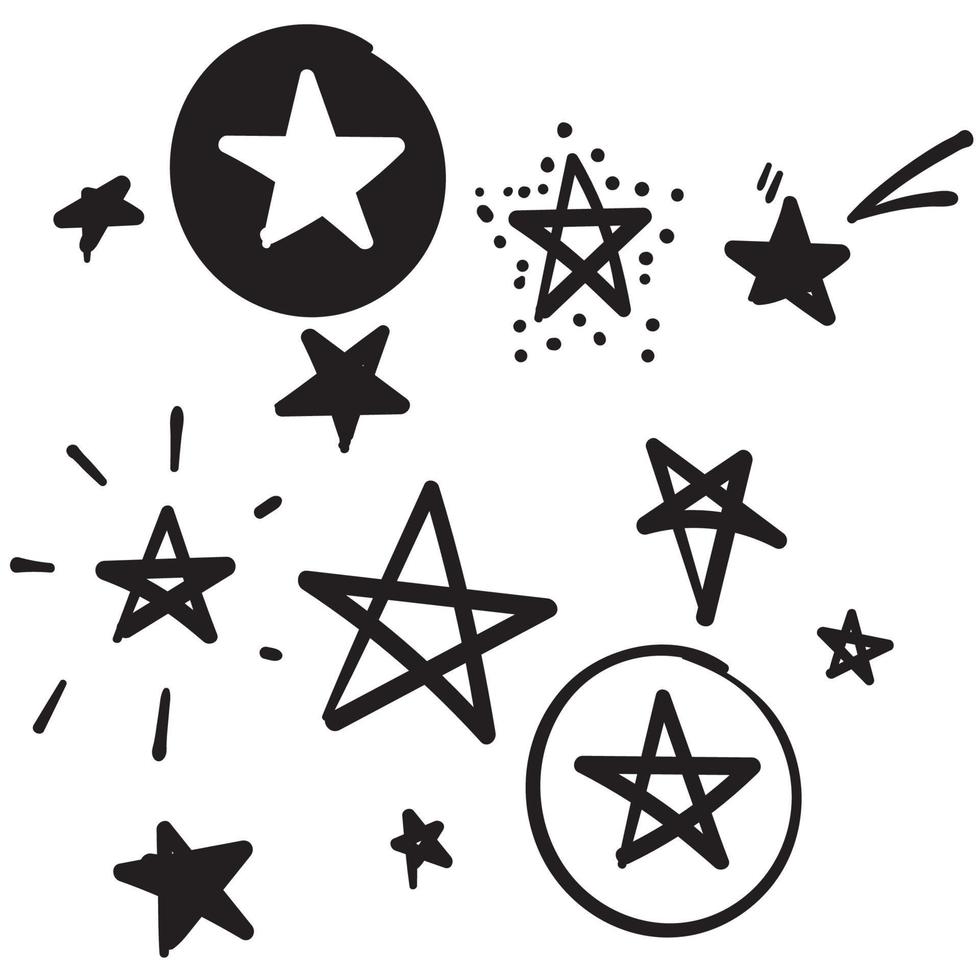 doodle star collection isolated background vector