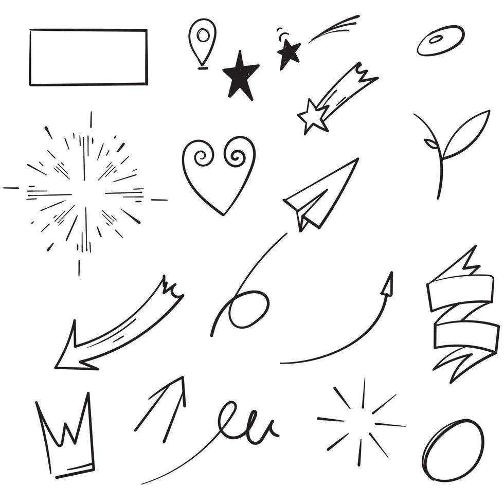 cartoon Hand drawn set elements, for concept design. doodle abstract isolated on white background . vector illustration.