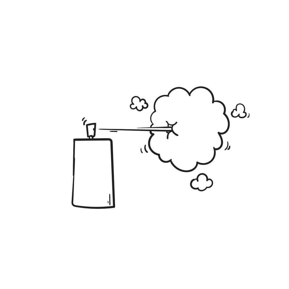 Icono de lata de aerosol con fondo aislado de estilo de dibujos animados de ilustración de doodle dibujado a mano vector