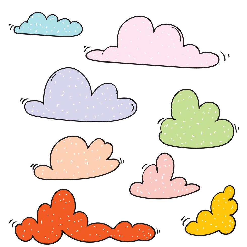 doodle cloud illustration vector with bright color for kid wallpaper print