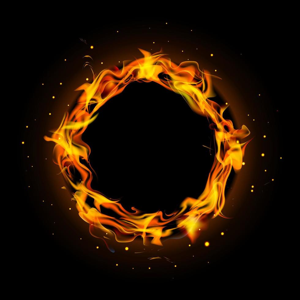 círculo de fuego realista. ilustración vectorial. vector