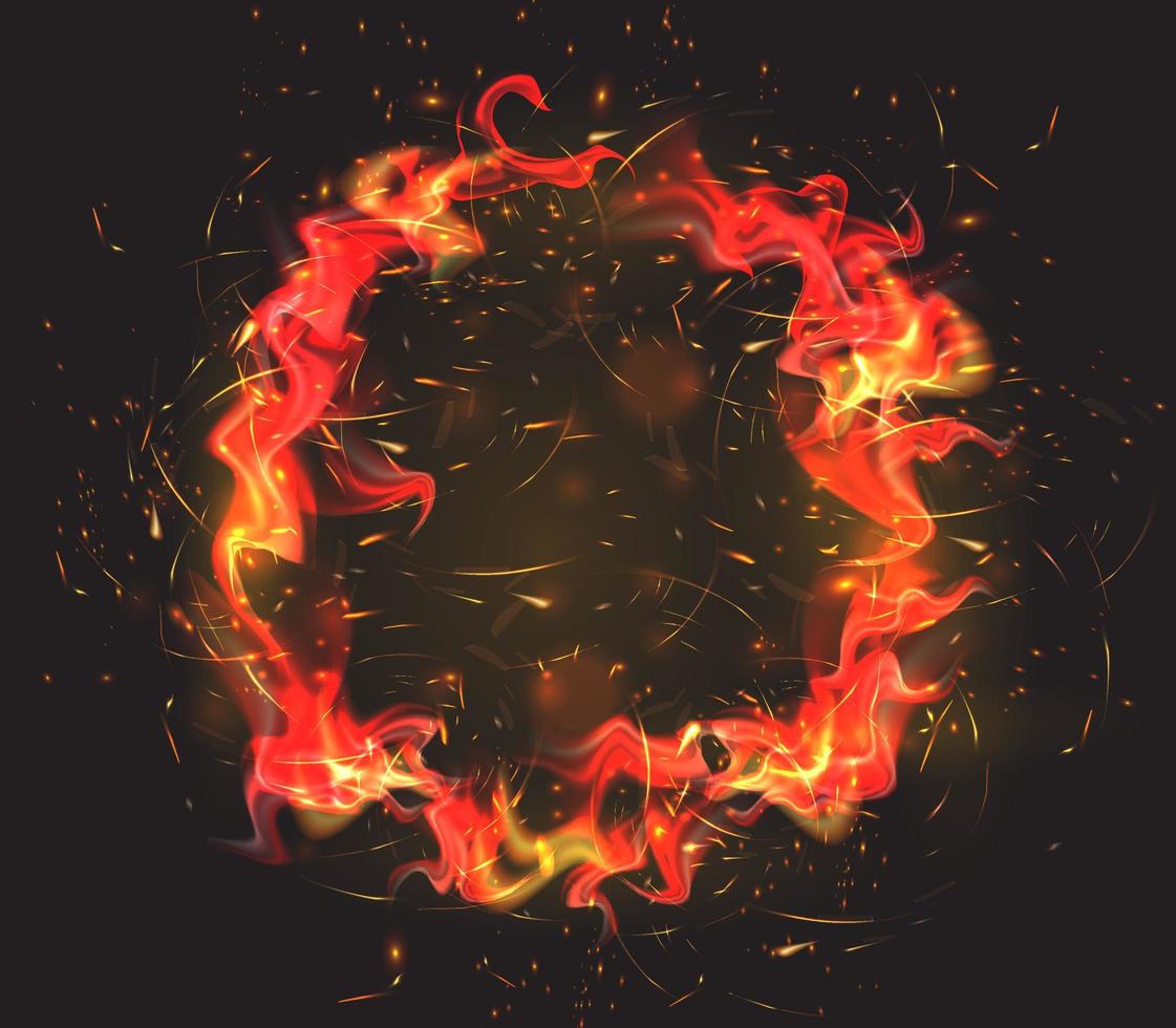 círculo de fuego realista. ilustración vectorial. vector