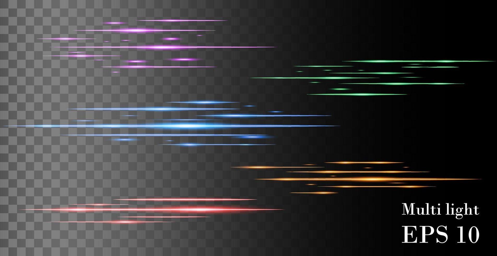 rayos de luz horizontales multicolores vector