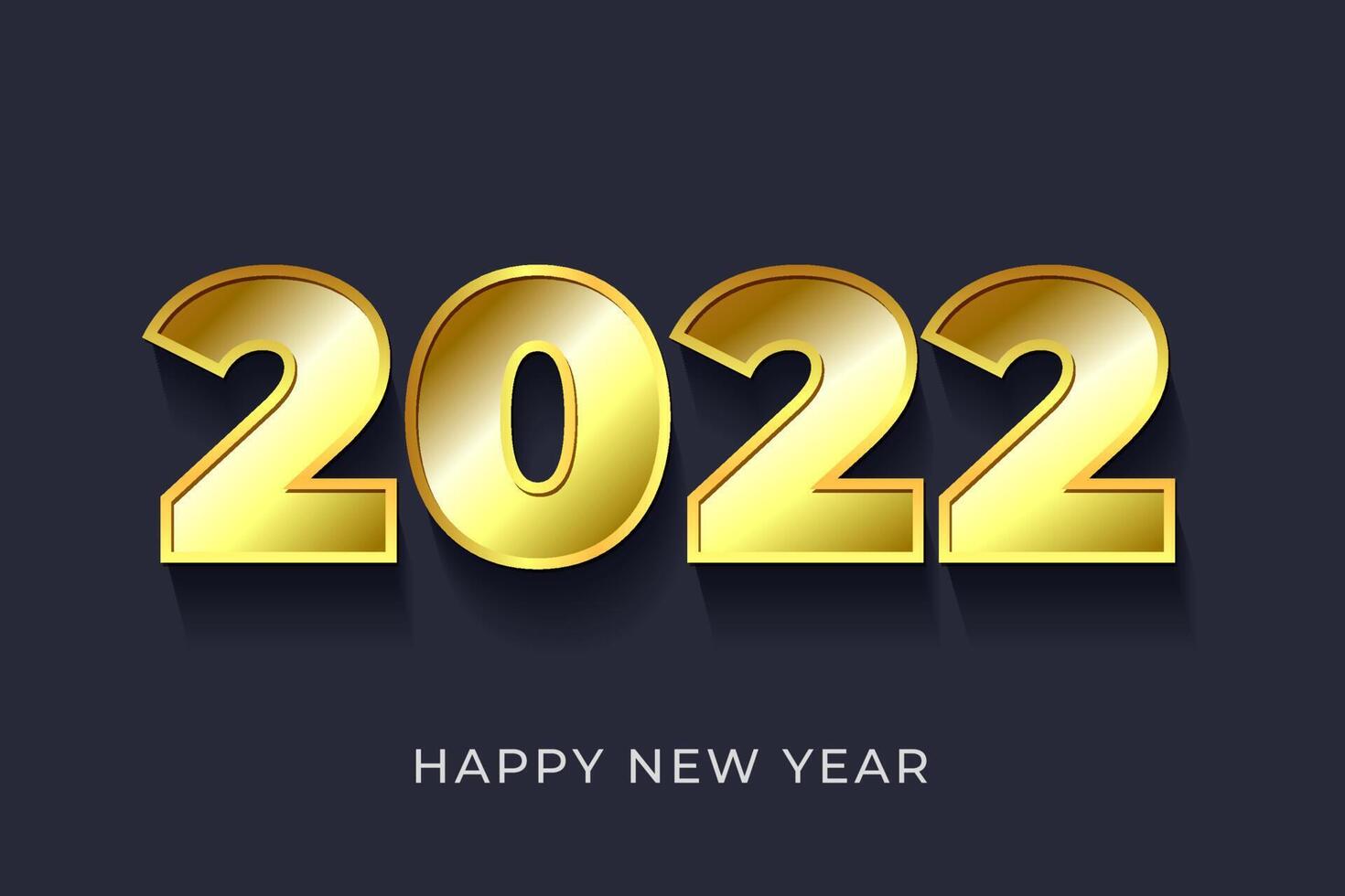 happy new year 2022 golden text effect vector