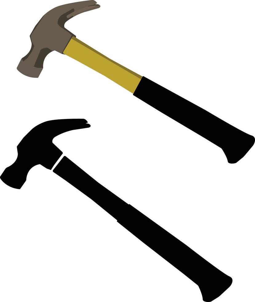 martillo y martillo negro vector
