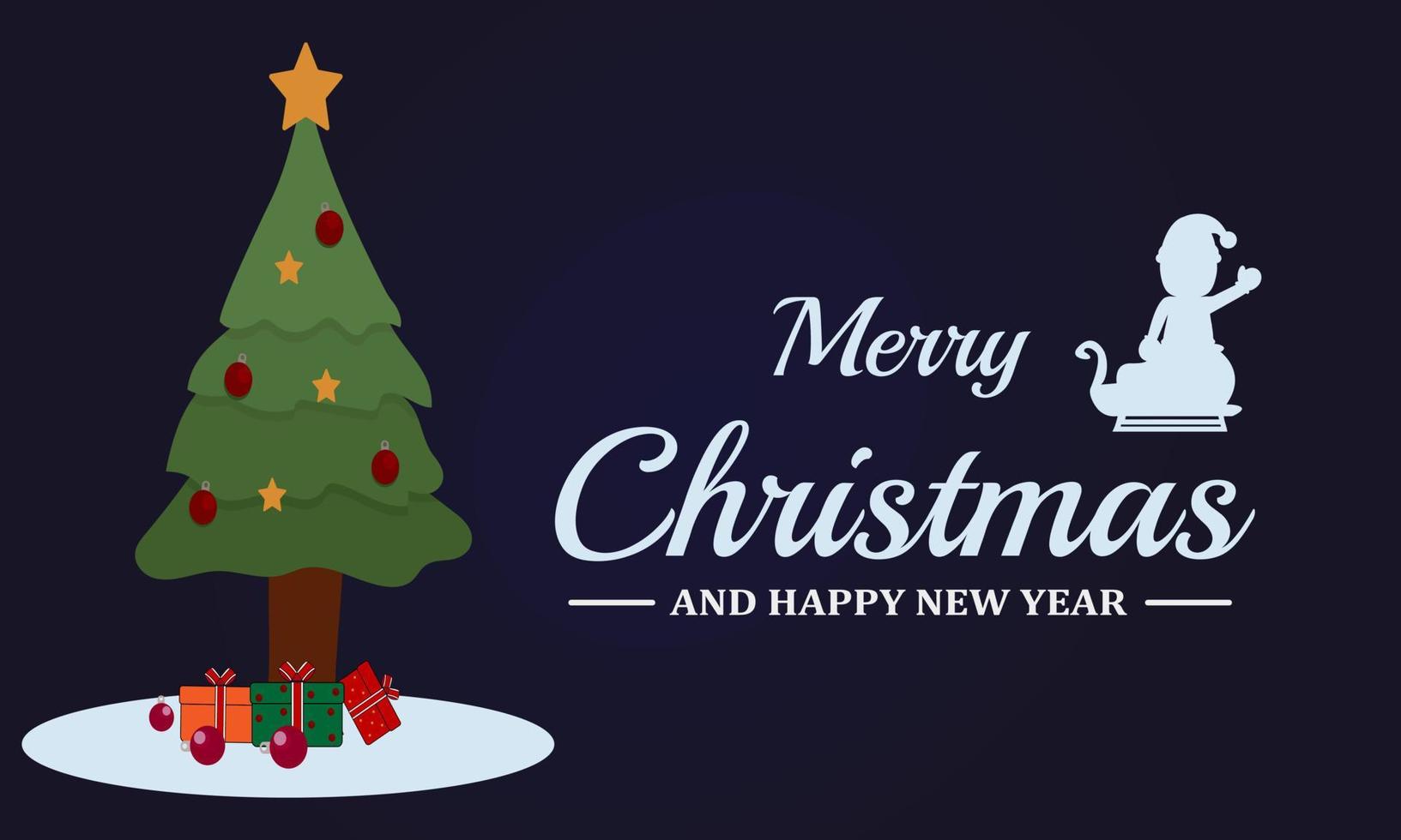 Wishing Merry Christmas with Night Background and Christmas Tree vector