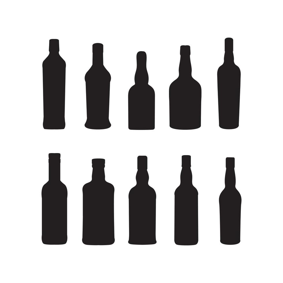 Drinks and beverages bottle vector silhoutte illustrations