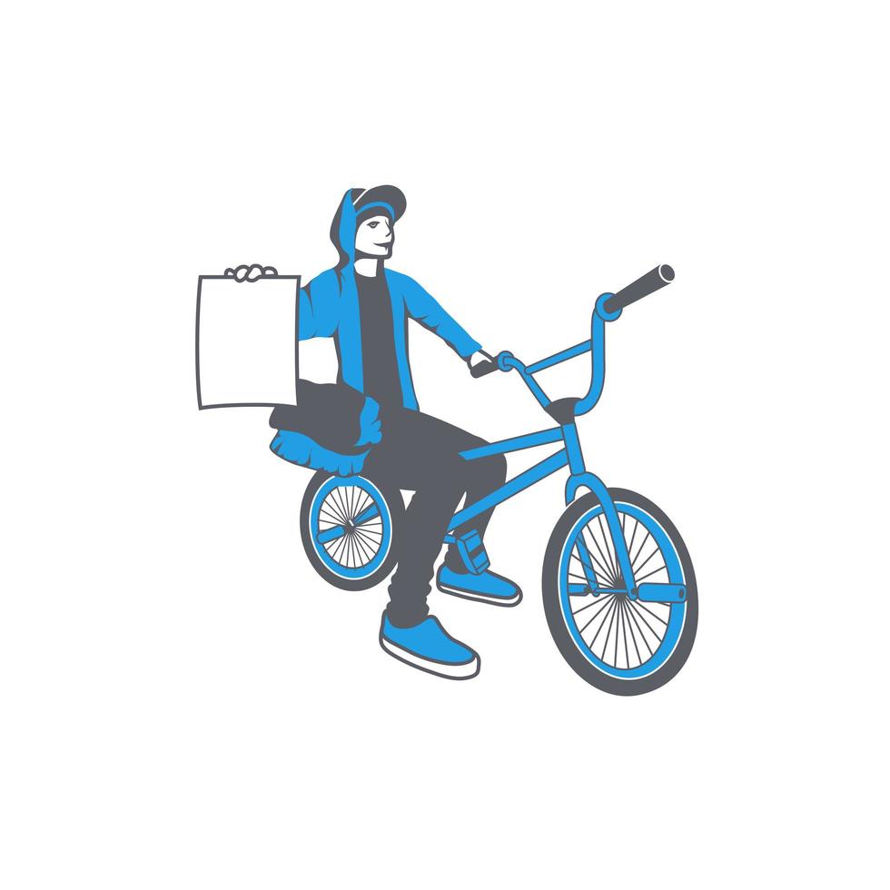 Cool BMX Guy holding a blank paper vector