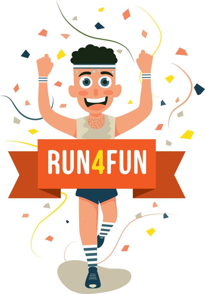 Marathon runner finishing getting over the finish line illustration vector