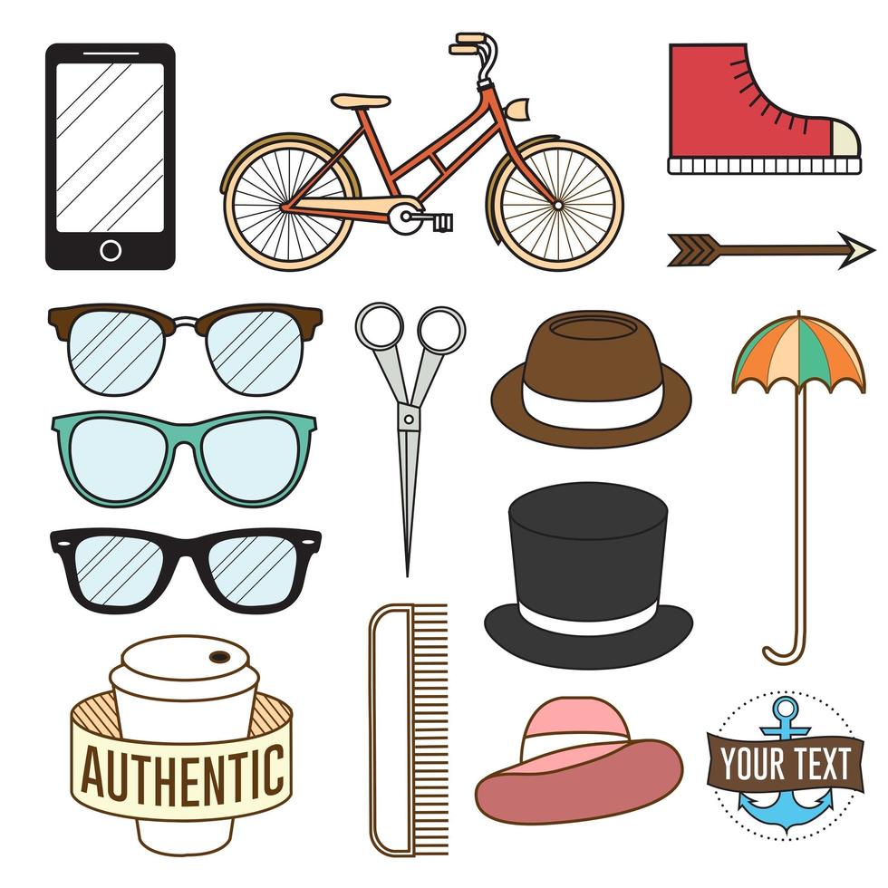 Hip and cool urban accessories vector illustration pack