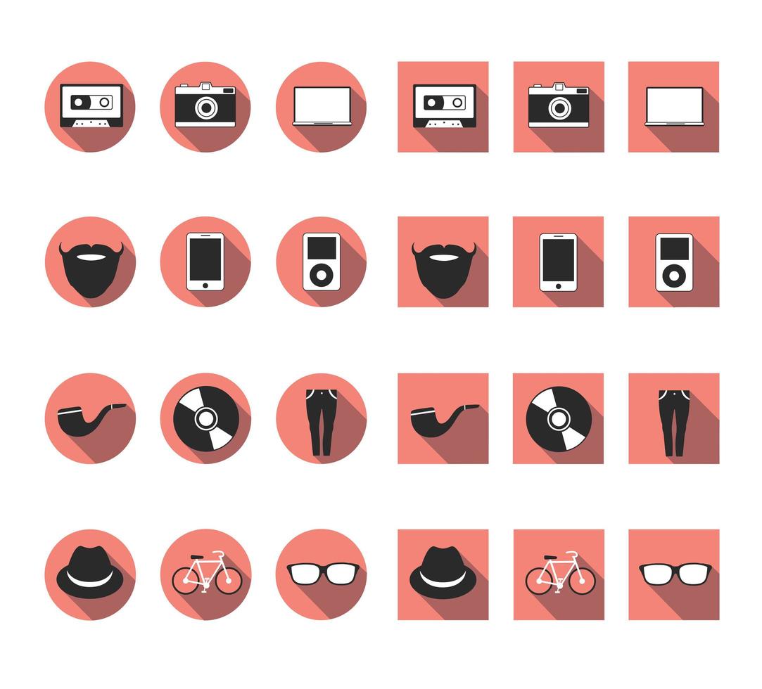 Hipster and vintage vector icons set pack