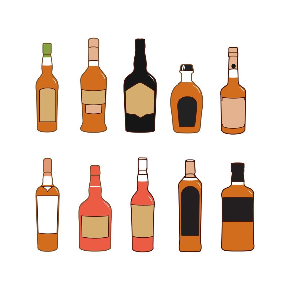 Illustration of alcoholic beverages whiskey wine and liquor vector