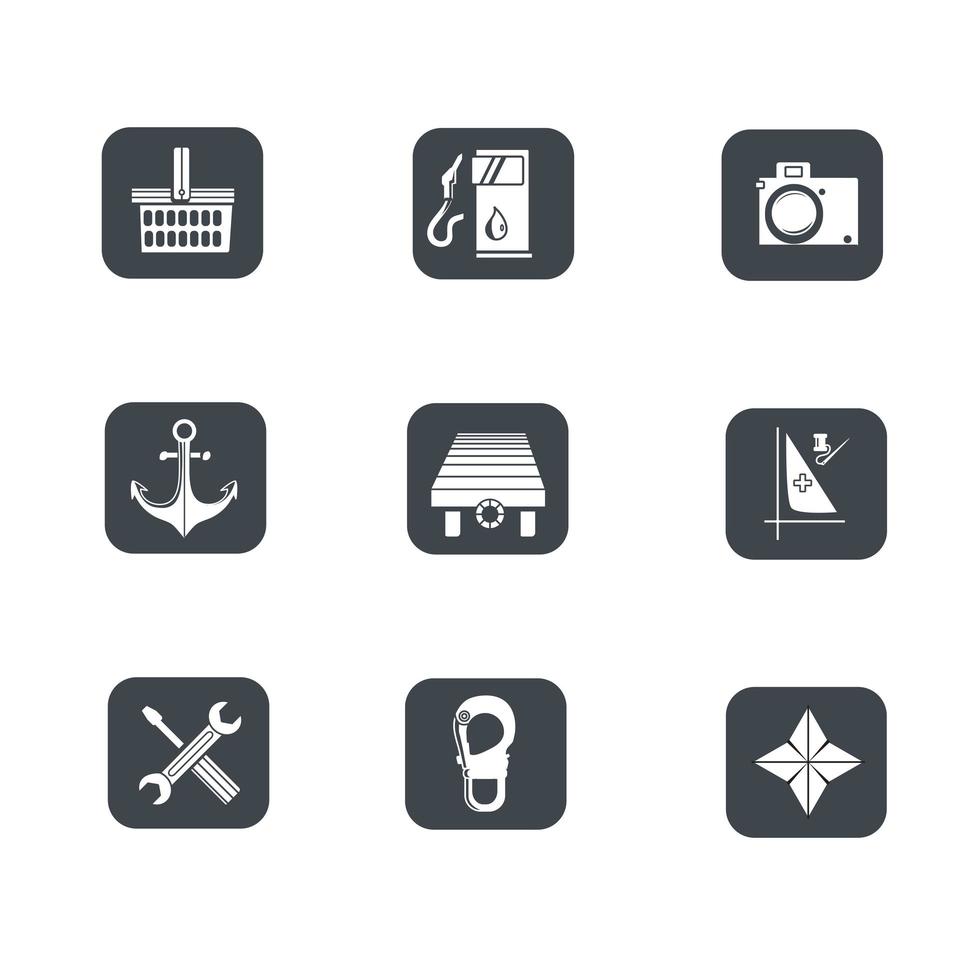 colección de iconos de mapas de navegación y viajes de comercio vector