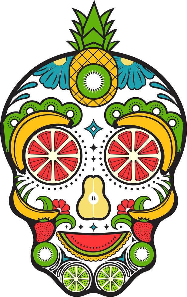 Sugar fruit skull vector illustration pack set