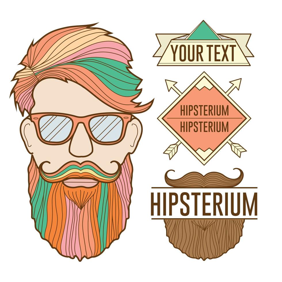 Rainbow colored lgbtq hip man and labels logos illustration vector