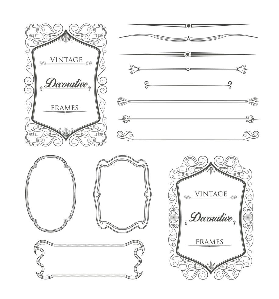 Ornamental vintage victorian vector frames set pack