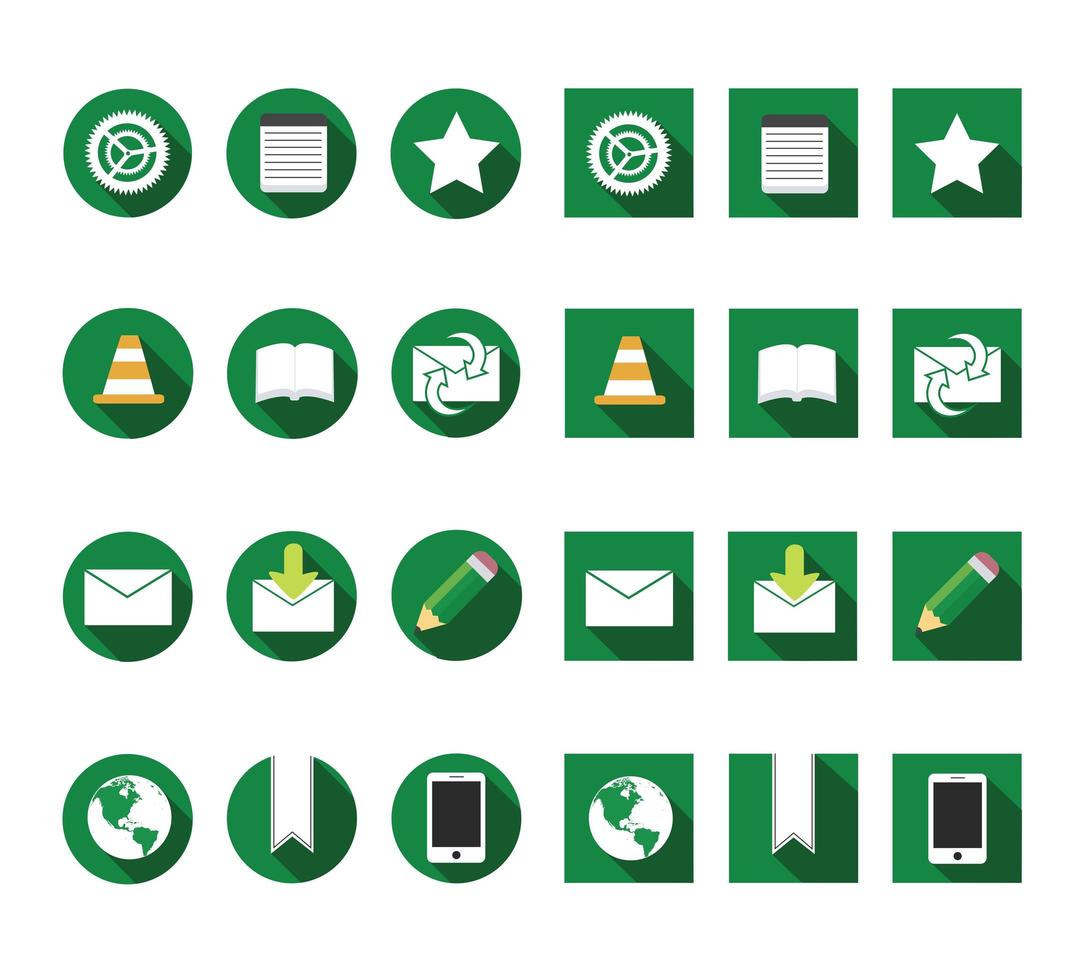 Flat internet and application software icons vector set