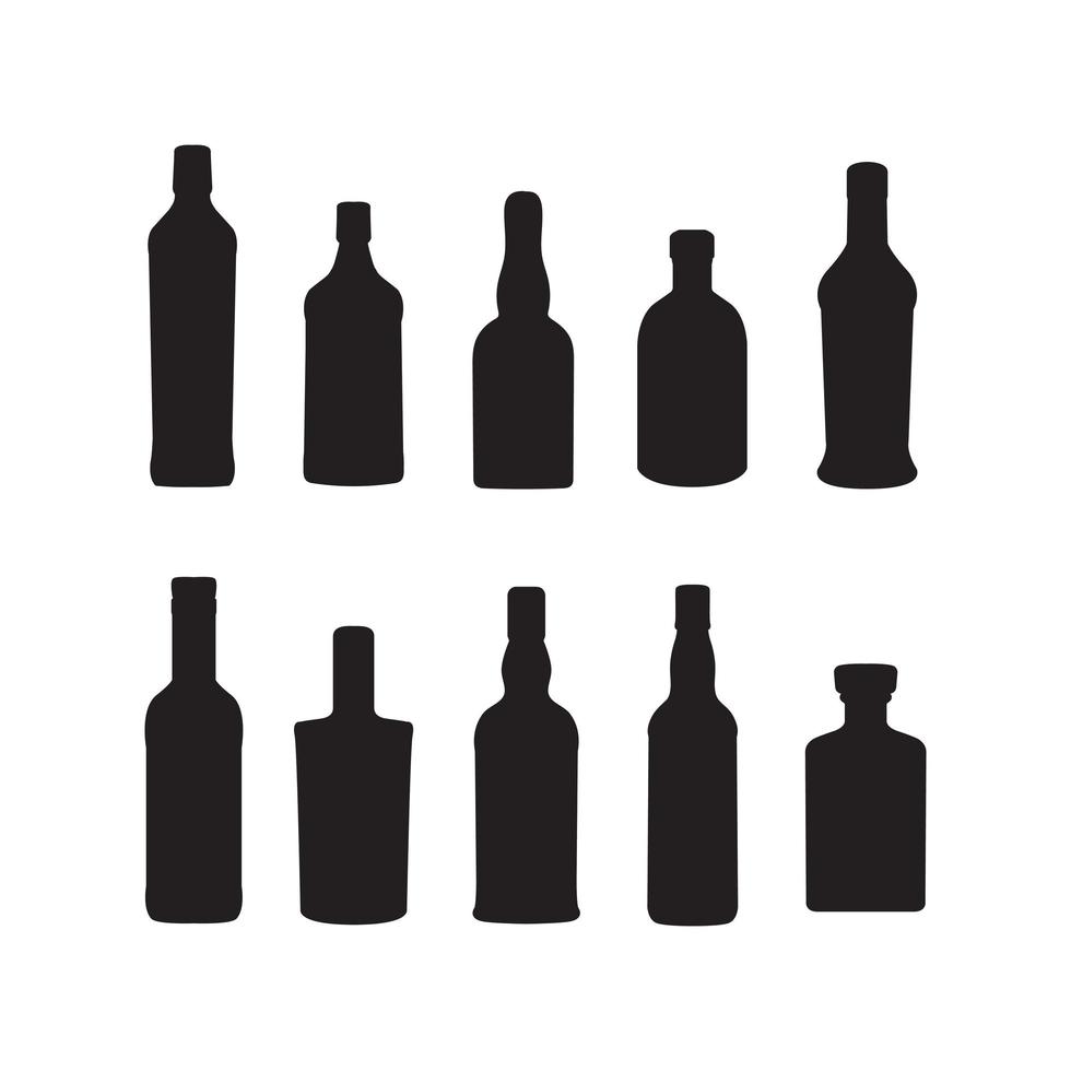 Bottles vector illustration silhoutted isolated clipart set