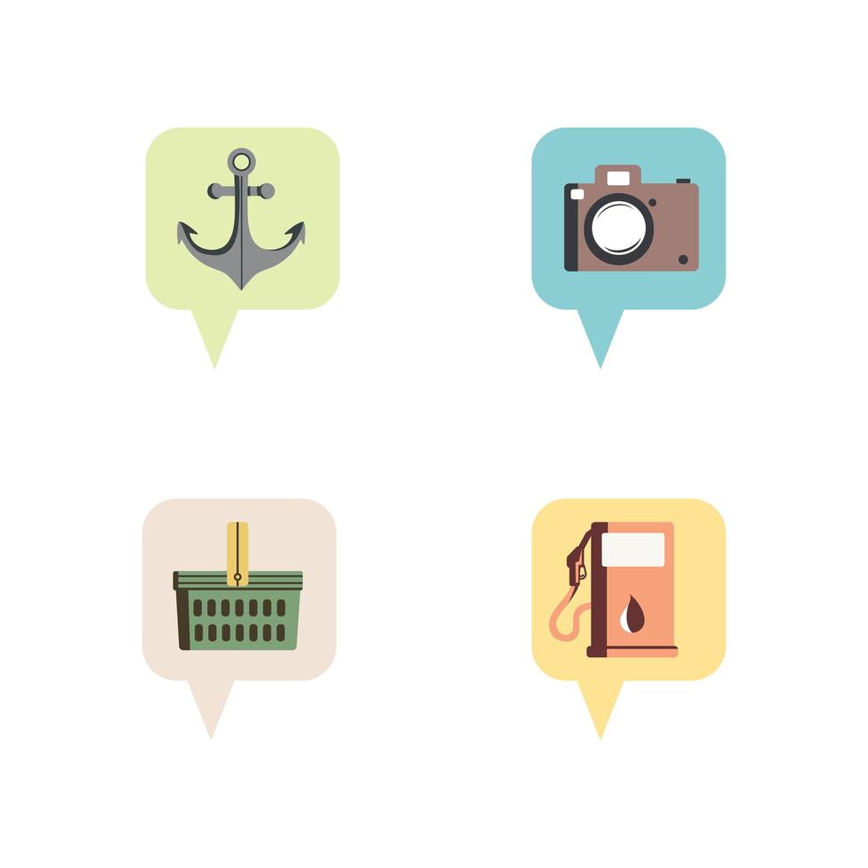 Travel commerce and map related vector icons