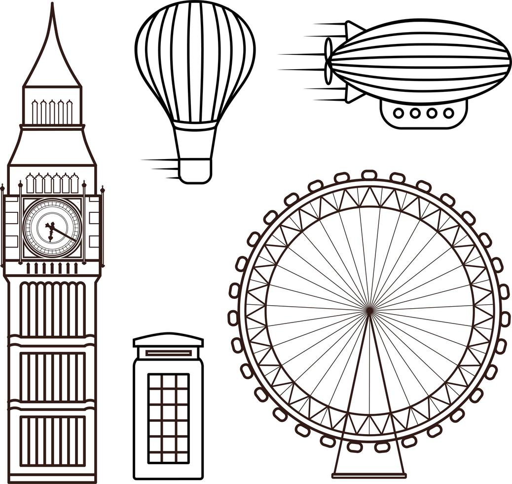 London famous buildings and other graphic elements set vector